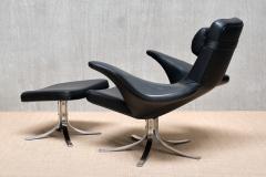  G sta Berg Stenerik Eriksson Gosta Berg Stenerik Eriksson Seagull Chair with Stool Fritz Hansen 1960s - 4118356