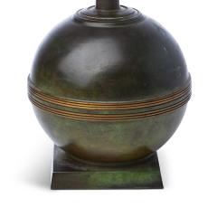  GAB Guldsmedsaktiebolaget Art Deco Globe Table Lamp in Patinated Bronze by GAB - 3581524