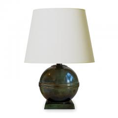  GAB Guldsmedsaktiebolaget Pair of Art Deco Table Lamps in Patinated Bronze by GAB - 2247656