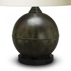  GAB Guldsmedsaktiebolaget Pair of Swedish Art Deco Table Lamp in Patinated Bronze - 3515586