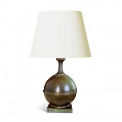  GAB Guldsmedsaktiebolaget Swedish Art Deco Table Lamp in Patinated Bronze by GAB - 3328453