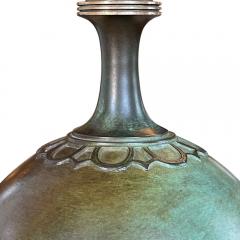  GAB Guldsmedsaktiebolaget Swedish Art Deco Table Lamp in Patinated Bronze by GAB - 3328456