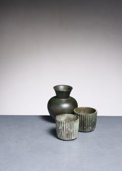  GAB Set of bronze GAB vase and 2 Argentor bowls - 2459080