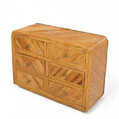  GABRIELLA CFRESPI Gabriella Crespi Style Split Reed Bamboo 6 Drawer Lowboy Dresser - 4295331