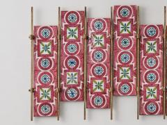  Gabbianelli Brass Frame Coat Hanger with 16 Gabbianelli Hand Painted Tiles Italy 1950s - 3468773