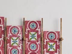  Gabbianelli Brass Frame Coat Hanger with 16 Gabbianelli Hand Painted Tiles Italy 1950s - 3468775