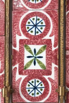  Gabbianelli Brass Frame Coat Hanger with 16 Gabbianelli Hand Painted Tiles Italy 1950s - 3468777