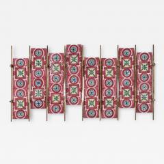  Gabbianelli Brass Frame Coat Hanger with 16 Gabbianelli Hand Painted Tiles Italy 1950s - 3475252