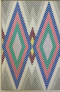  Gabe Silverman Gabe Silverman 1980s Abstract Op Art Painting on Canvas Newly Framed - 4353054