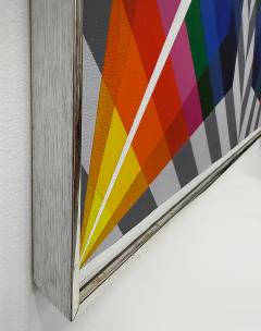  Gabe Silverman Gabe Silverman 1980s Abstract Op Art Painting on Canvas Original Frame - 4342134