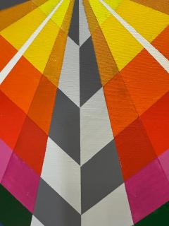  Gabe Silverman Gabe Silverman 1980s Abstract Op Art Painting on Canvas Original Frame - 4342135