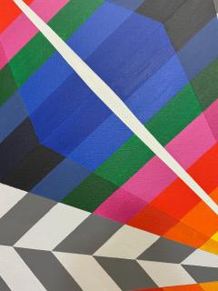  Gabe Silverman Gabe Silverman 1980s Abstract Op Art Painting on Canvas Original Frame - 4342138