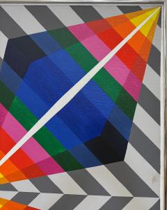  Gabe Silverman Gabe Silverman 1980s Abstract Op Art Painting on Canvas Original Frame - 4342145