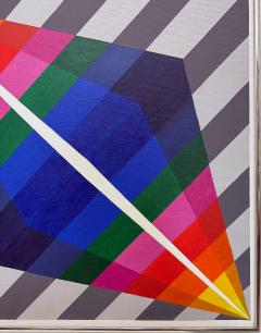  Gabe Silverman Gabe Silverman 1980s Abstract Op Art Painting on Canvas Original Frame - 4342146