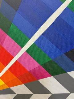  Gabe Silverman Gabe Silverman 1980s Abstract Op Art Painting on Canvas Original Frame - 4342147