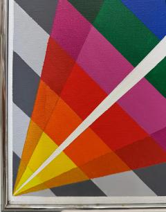  Gabe Silverman Gabe Silverman 1980s Abstract Op Art Painting on Canvas Original Frame - 4342148