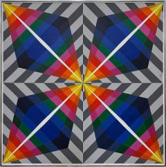  Gabe Silverman Gabe Silverman 1980s Abstract Op Art Painting on Canvas Original Frame - 4342172