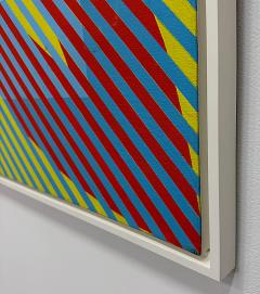  Gabe Silverman Gabe Silverman 1980s Abstract Op Art Painting on Canvas Recently Reframed - 4342149