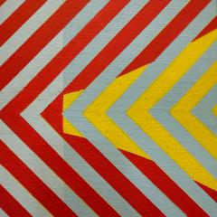  Gabe Silverman Gabe Silverman 1980s Abstract Op Art Painting on Canvas Recently Reframed - 4342161