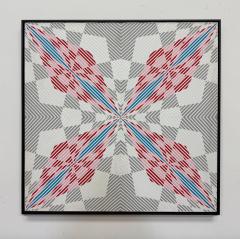  Gabe Silverman Oversized Gabe Silverman 1980s Abstract Op Art Painting Newly Framed - 4599503