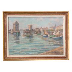  Gabriel Moiselet French Vintage Framed Seaside Oil Painting - 3330319