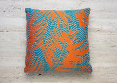  Galerie Reve Feuilage Vague Blue Pillow Made With Hermes Fabric - 2848915