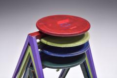  Galvanitas Galvanitas Low Stools Prouve Style 1970s - 2611053