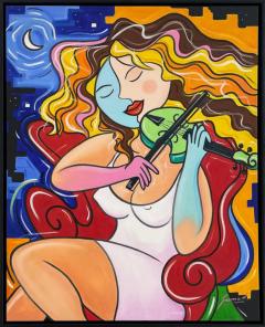  Garmed La Vioilinista Oil Canvas by Garmed Signed and Dated 1997 with COA by Artist - 3579168