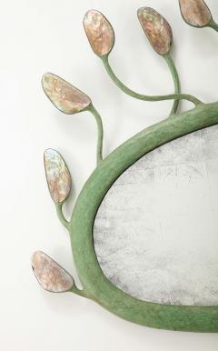  Garouste Bonetti GREEN PATINATED RESIN SCULPTURAL MIRROR IN THE MANNER OF GAROUSTE BONETTI - 3116737