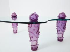  Garouste Bonetti Large signed purple resin glass coffee table Garouste Bonetti 1990s - 3241764