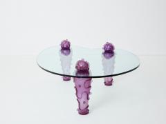  Garouste Bonetti Large signed purple resin glass coffee table Garouste Bonetti 1990s - 3241769