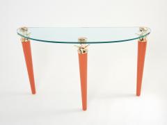  Garouste Bonetti Orange lacquered and bronze glass console table by Garouste Bonetti 1995 - 2635509