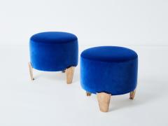  Garouste Bonetti Pair of stools Garouste Bonetti Koala bronze royal blue velvet 1995 - 3257310