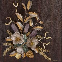  Garrard Co Framed floral bouquet crafted from gold and semi precious stones by Tolliday - 3970814