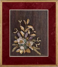  Garrard Co Framed floral bouquet crafted from gold and semi precious stones by Tolliday - 3972155