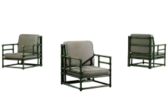  Gasparucci Italo 1960s Italo Gasparucci upholstered bamboo armchairs - 2979523