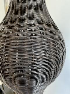  Gasparucci Italo Large Black Rattan Pendant Light by Gasparucci Italo 1980s - 2041476
