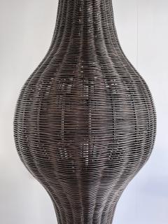  Gasparucci Italo Large Black Rattan Pendant Light by Gasparucci Italo 1980s - 2041480
