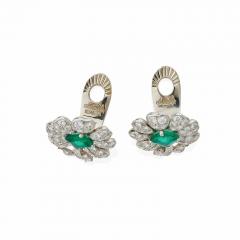  Gazdar Gazdar Mumbai Emerald and Diamond Flower Clip Earrings - 3525883