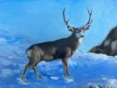  Geiler Gonzalez Cuban American Artist Geiler Gonzalez Deer Oil Painting on Canvas Signed - 3609168