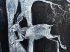  Geiler Gonzalez Geiler Gonzalez Oil Paper Collage Painting on Canvas The Hare and the Vulture - 3609254