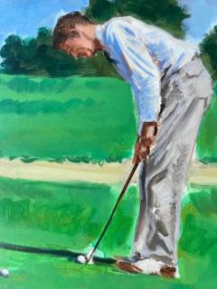  Geiler Gonzalez Golfers Painting by Cuban American Artist Geiler Gonzalez - 3609318