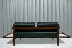  Gelli Ind stria de M veis Mid Century Modern Loveseat in Hardwood and Leather by Gelli Brazil 1960s - 3681213