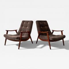  Gelli Ind stria de M veis Pair of Armchairs in Brazilian Hardwood Fabric Gelli 1960s Lot 508 - 4634553
