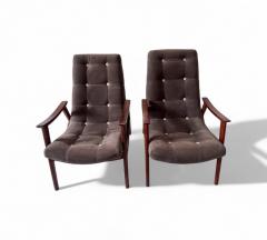  Gelli Ind stria de M veis Pair of Canoa Armchairs in Wood Fabric Gelli 1960s Lot 508 - 4335993