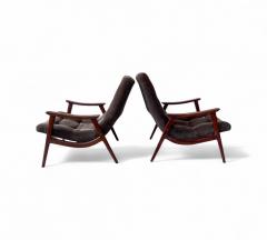  Gelli Ind stria de M veis Pair of Canoa Armchairs in Wood Fabric Gelli 1960s Lot 508 - 4335994
