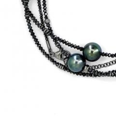  Gellner Round Tahitian Pearl Black White Diamond 18k Gold Long Necklace Gellner 2024 - 4710352