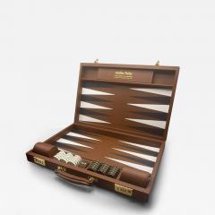  Geoffrey Parker ESPRESSO LEATHER CHALLENGE BACKGAMMON BOARD WITH ESPRESSO FIELD - 3048342