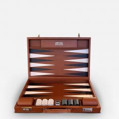  Geoffrey Parker ESPRESSO LEATHER CHALLENGE BACKGAMMON BOARD WITH ESPRESSO FIELD - 3601324