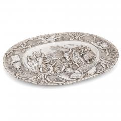  Georg Roth Co Oval shaped silver tray by Georg Roth Co embossed with a Napoleonic scene - 3517093